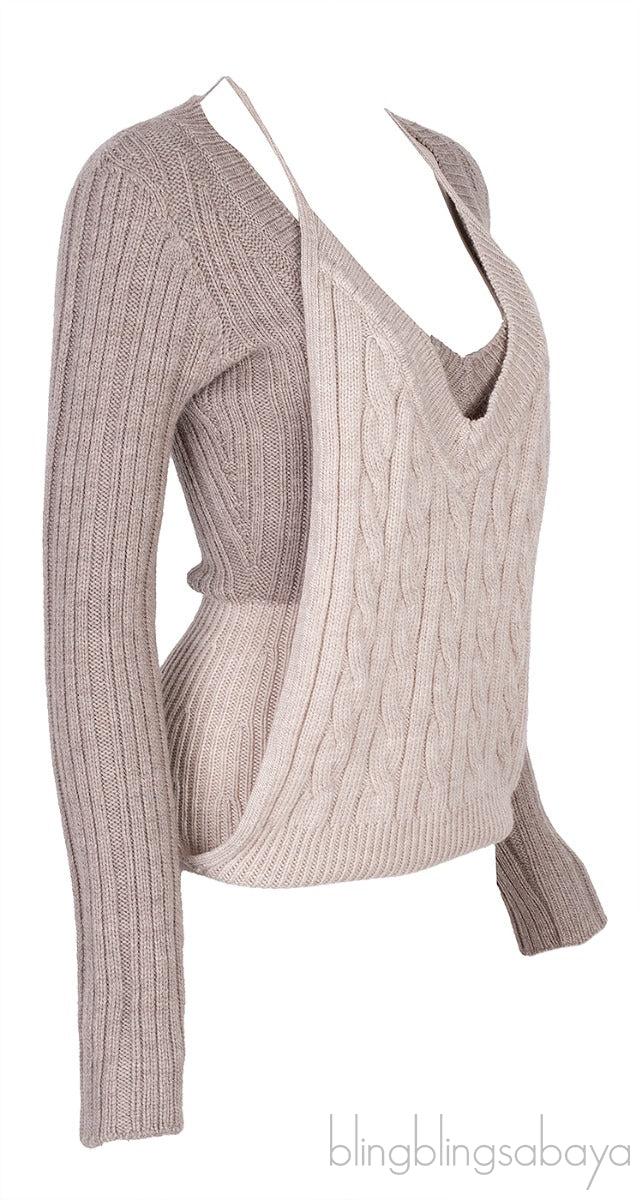 Grey \'La Double Maille\' V-Neck Sweater