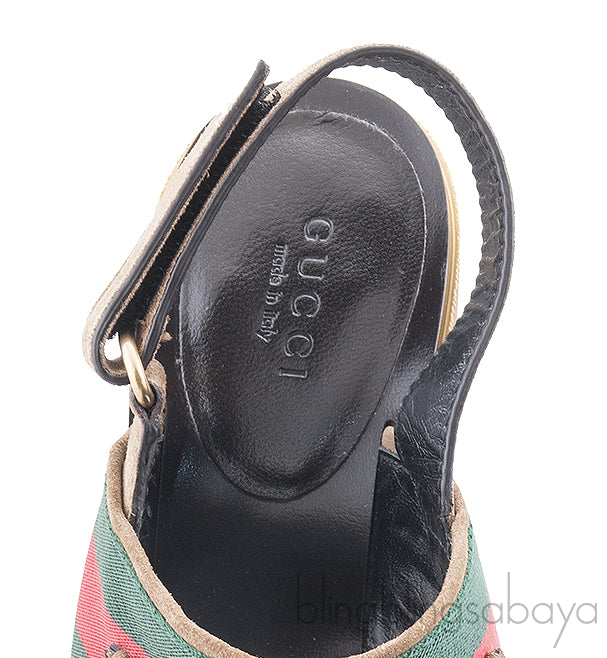 Suede Horsebit Heeled Sandal