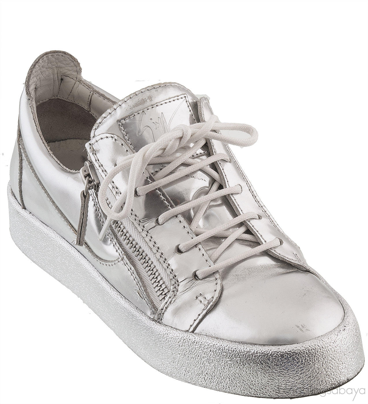 Silver Metallic Leather Sneaker