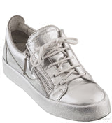 Silver Metallic Leather Sneaker