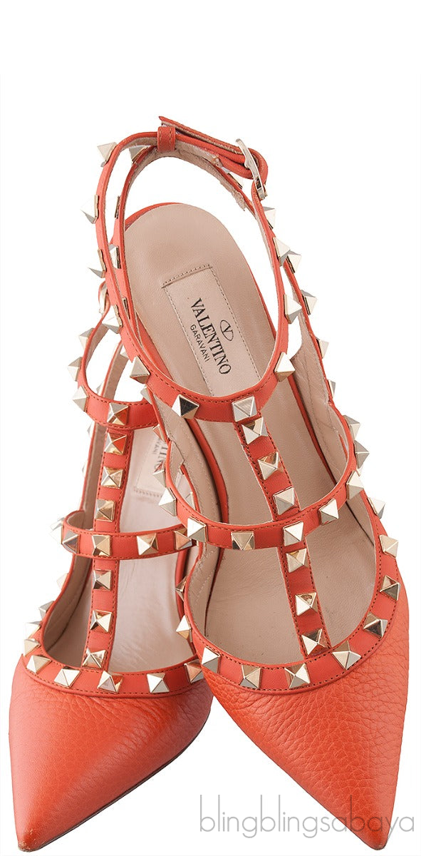 Rockstud Brique Gold Studs Heels 100