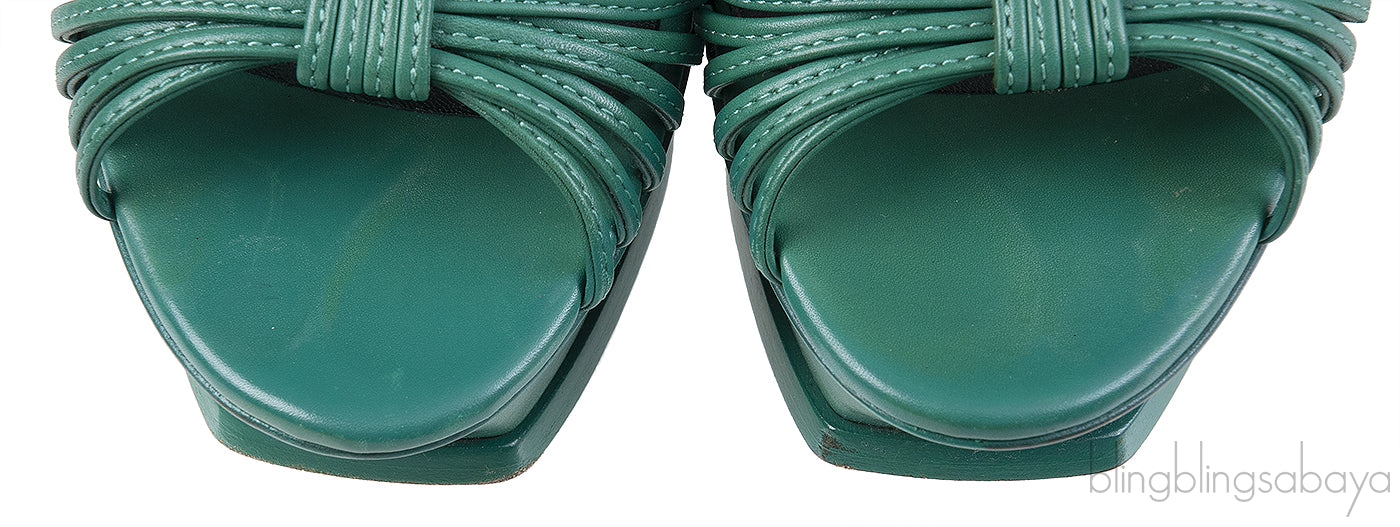 Yves Saint Laurent Green Strappy Slingback Sandals