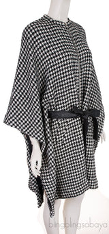 Giro Belted Houndtooth Poncho Coat