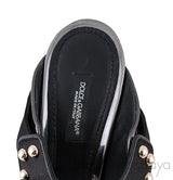 Patent Grey Crystal Slide Mule