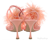 Dot Feather-trimmed Leather Sandals