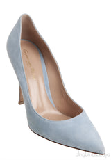 Light Blue Suede Pointed Toe Heels