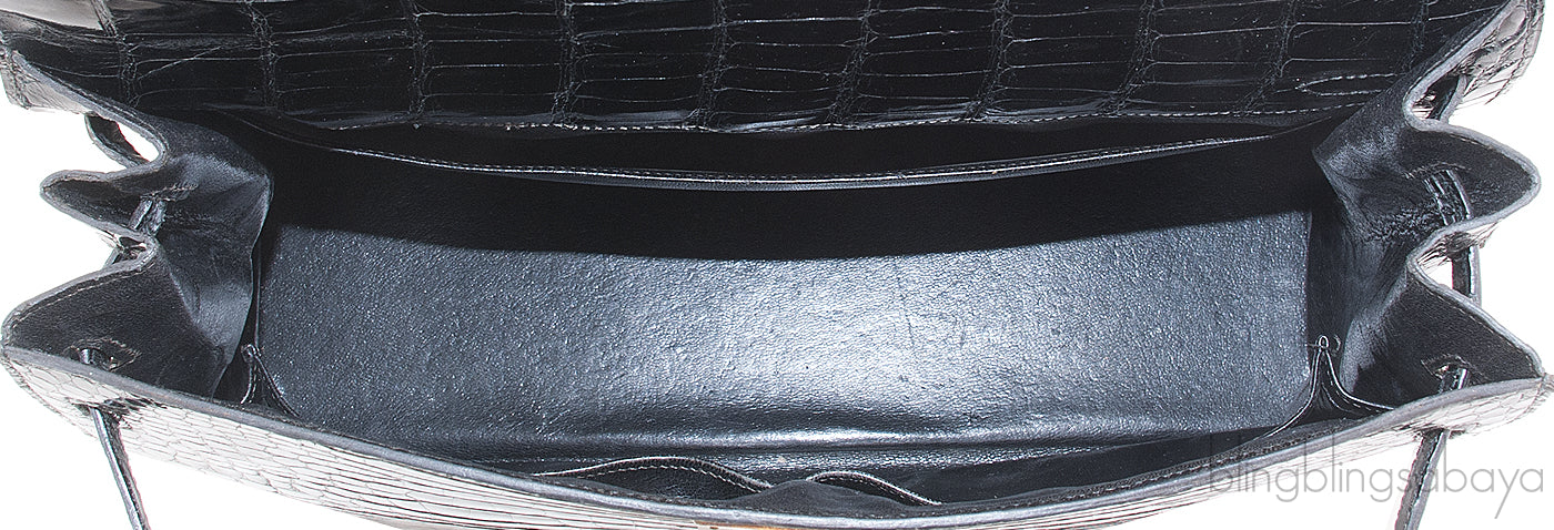 Kelly 35 Black Vintage Crocodile