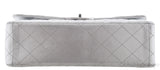 Metallic Silver Quilted Maxi Flap Bag
