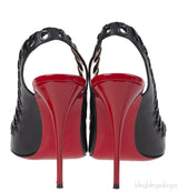 Christian Louboutin Black Leather Ostri Sling 100 Heels