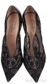 Black Mesh Pointed Toe Heels