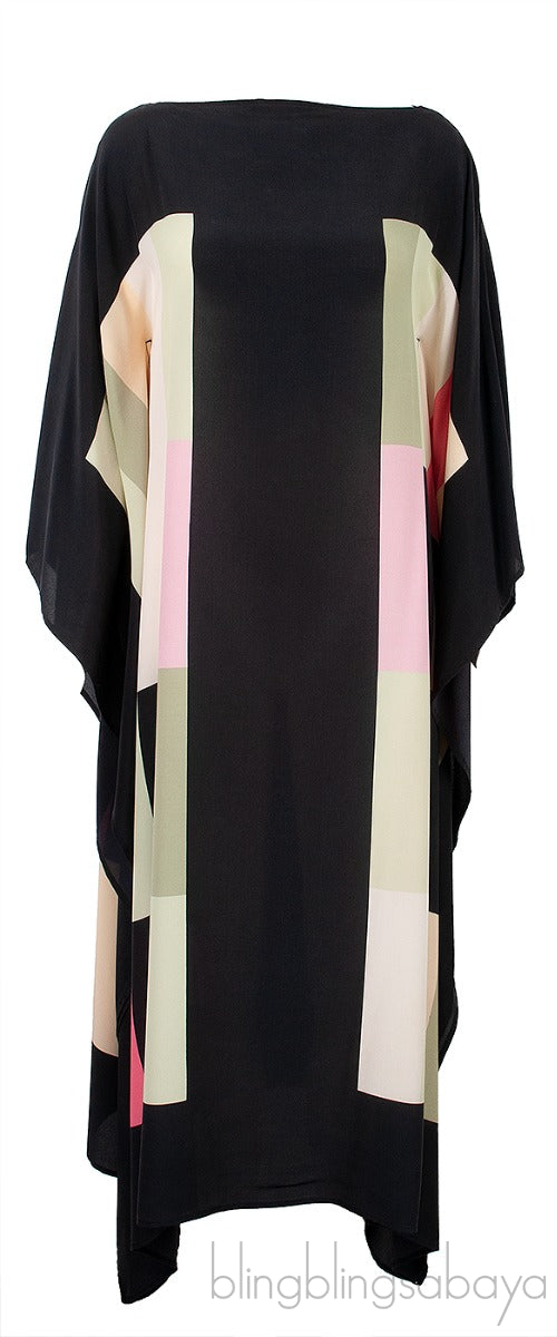 Black Printed Kaftan Dress