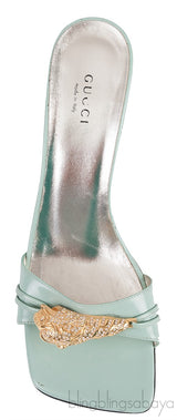 Pastel Green Tiger Head Slide Sandals