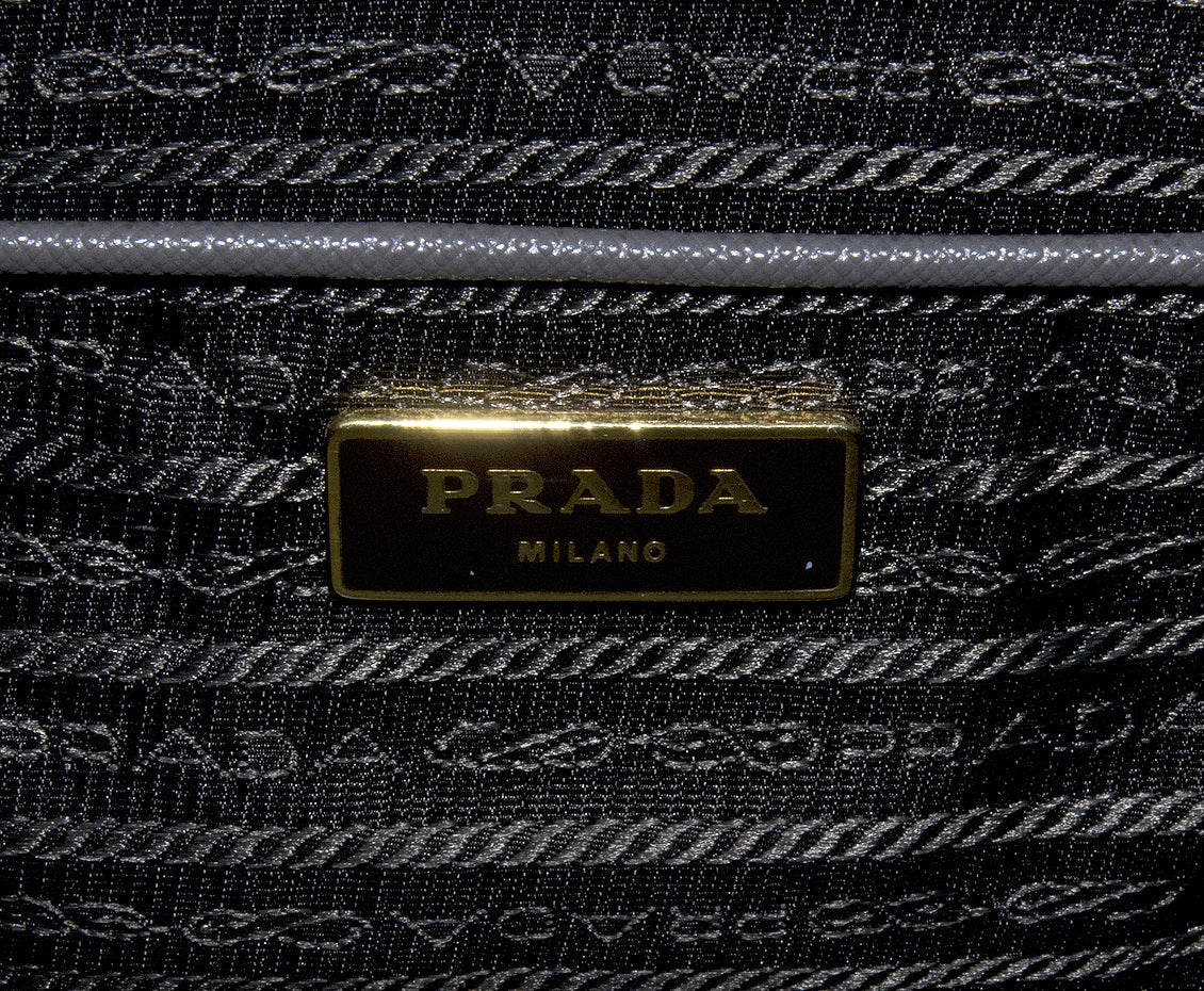Grey Saffiano Double Zip Bag GHW