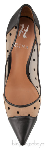 Polka dot Mesh Pointed Toe Heels