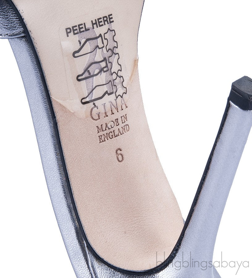 Silver Leather Bow Crystal Sandals