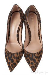 Leopard Print Suede Pointed Toe Heels