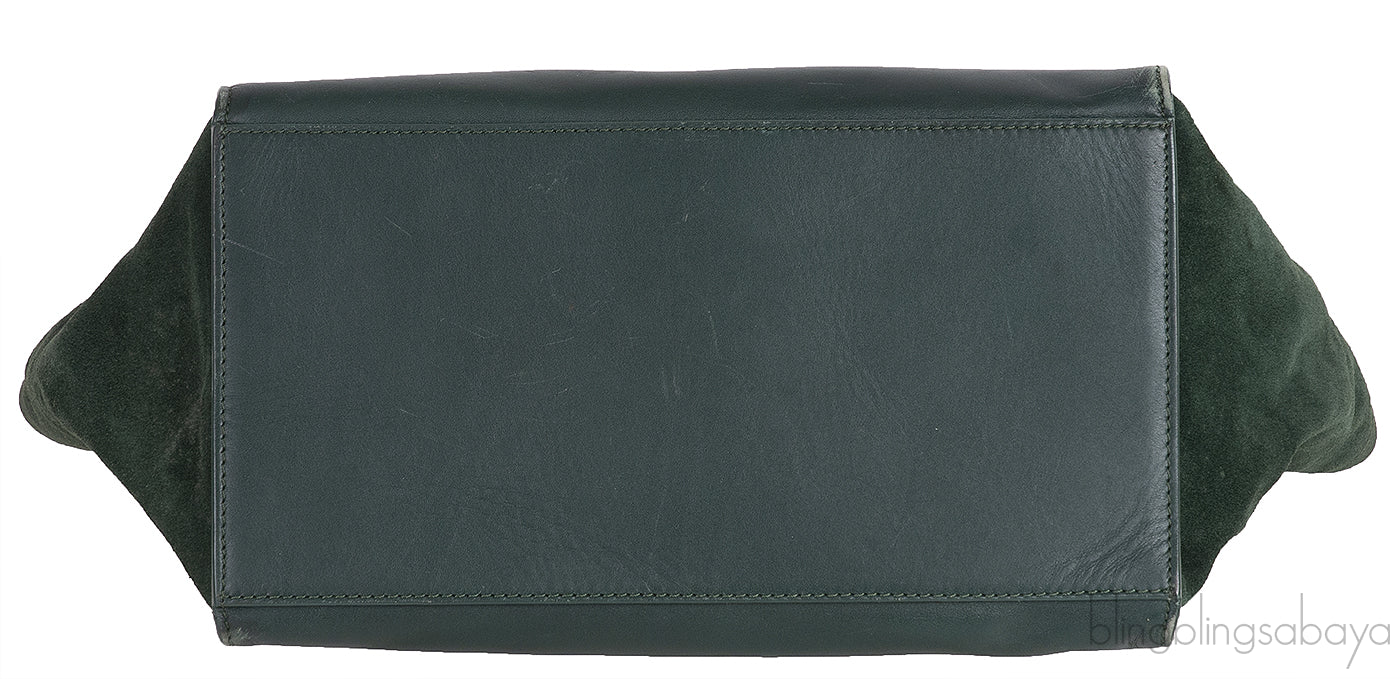 Trapeze Emerald Green Croc Embossed Shoulder Bag