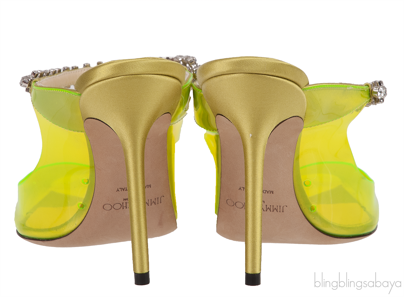 Jimmy Choo Bing Green PVC 100 mm Crystal