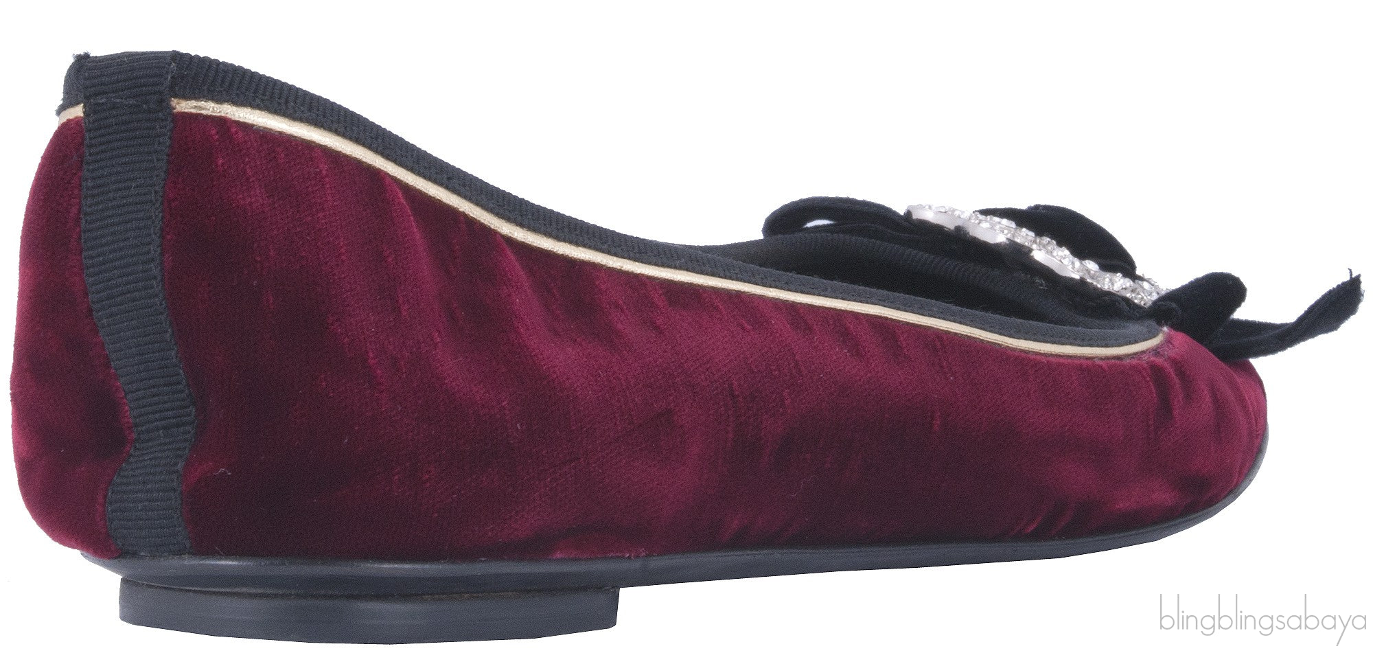 Maroon Velvet Bow Ballet Flat