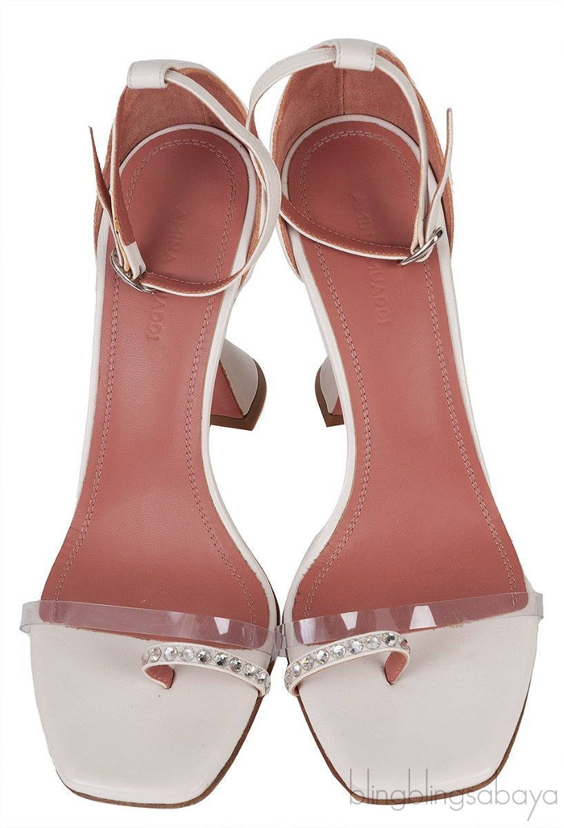 White PVC One Finger Crystal Sandals