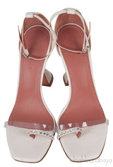White PVC One Finger Crystal Sandals