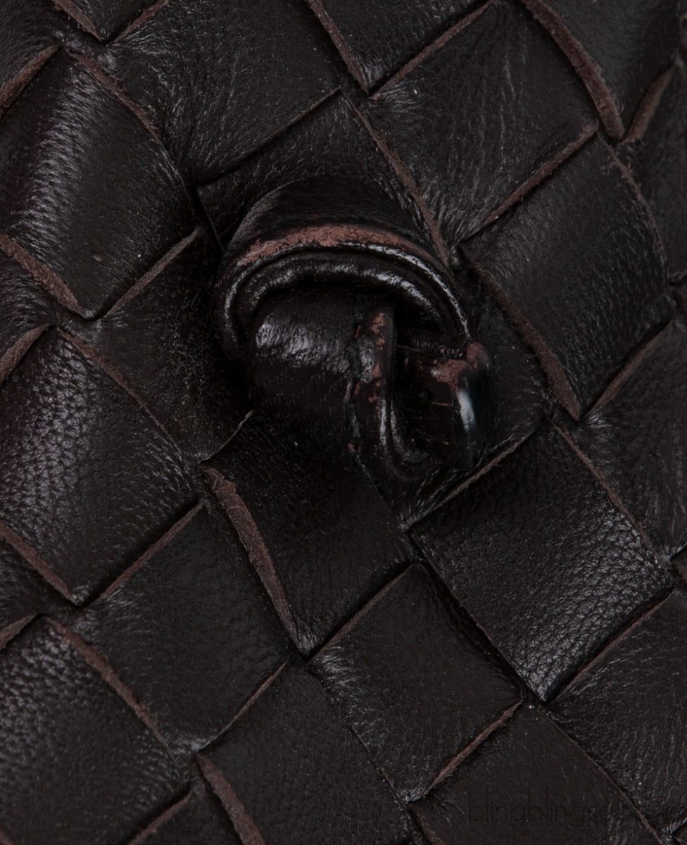 Brown Intrecciato Snakeskin Nodini Crossbody Bag