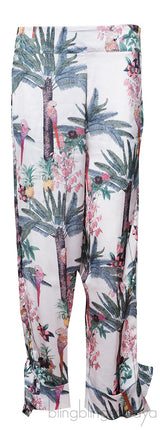 Bird Print Kimono & Bow Pants