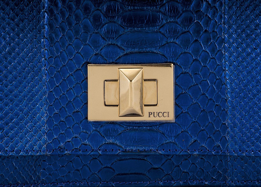 Blue Python Square Shoulder Bag