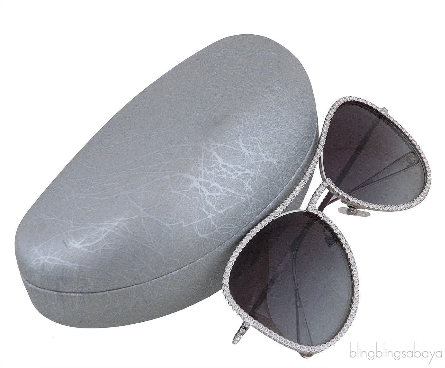 71108 Silver Crystal Aviator Sunglasses
