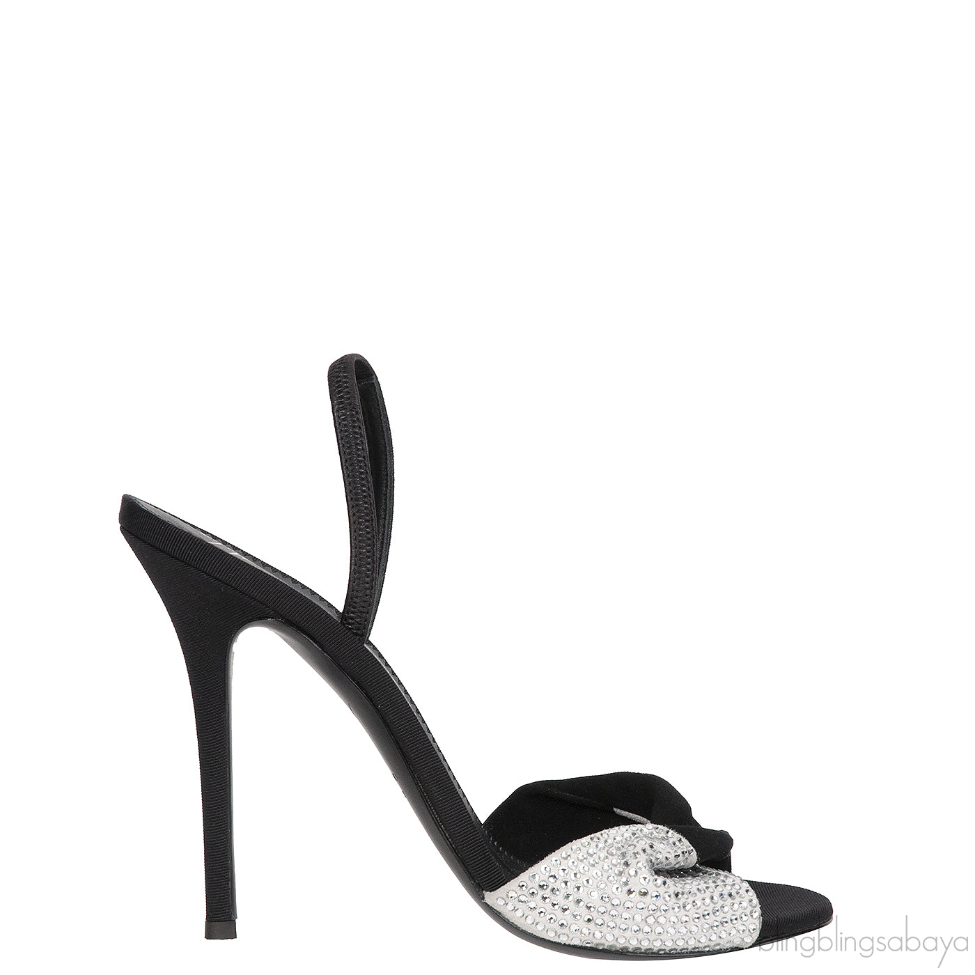 Giuseppe Zanotti Black Crystal Embellished Vamp Slingback