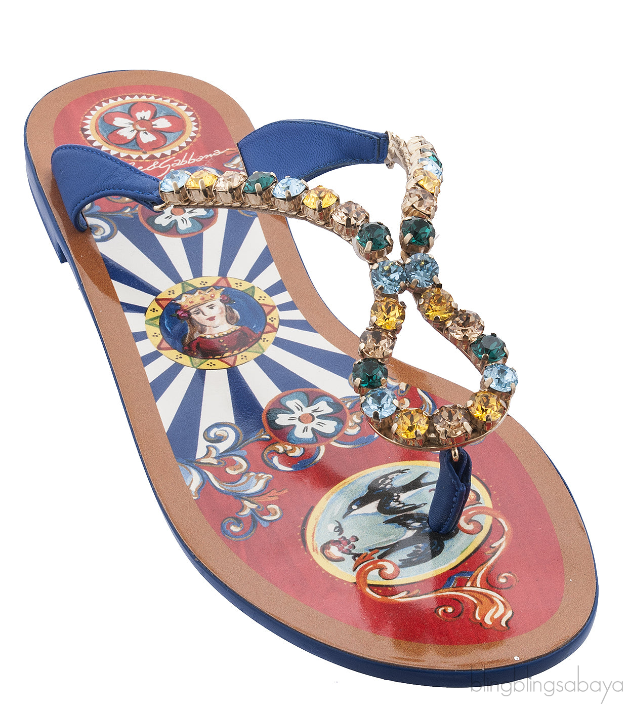 Bejeweled Flat Leather Thong