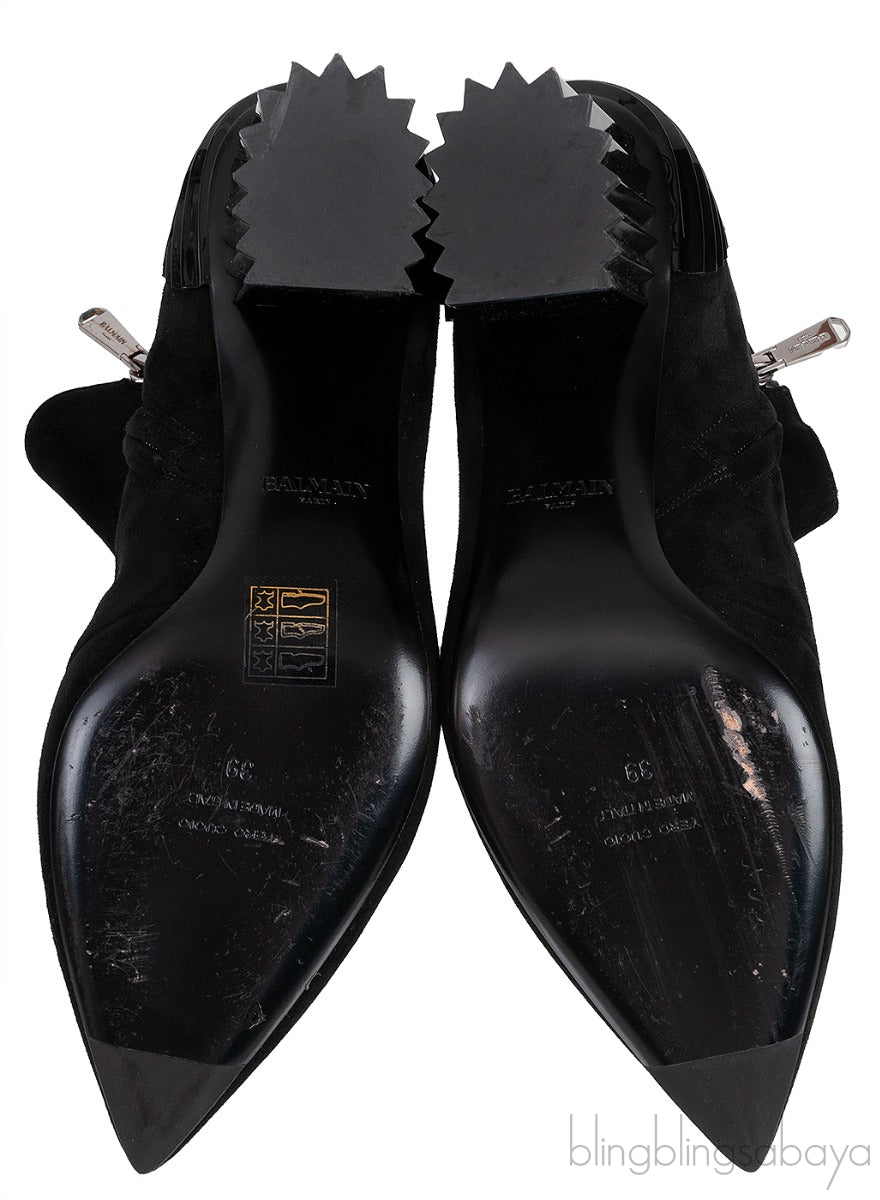 Vitello Luggage Black Peep Toe Heels