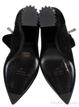 Vitello Luggage Black Peep Toe Heels