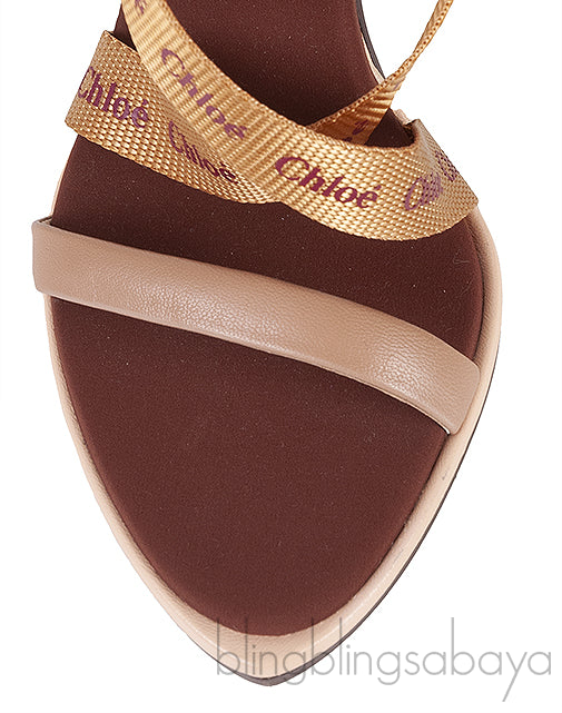 Brown Logo Strappy Slingback Sandals
