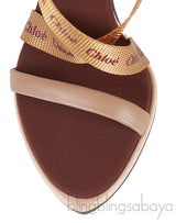 Brown Logo Strappy Slingback Sandals