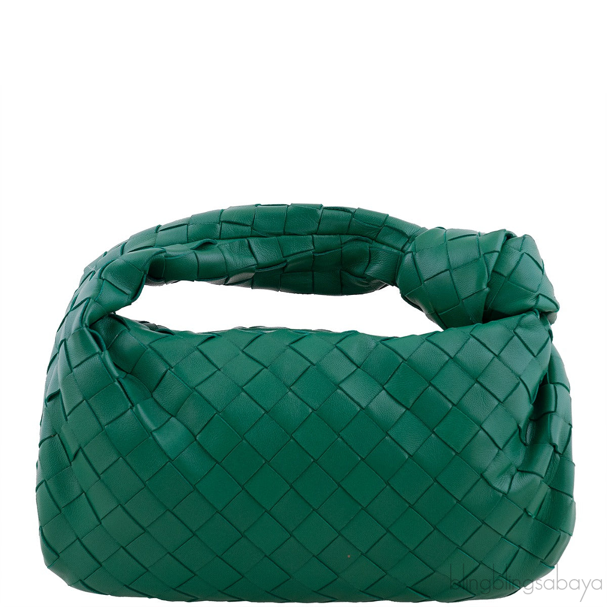 Green Jodie Mini Knotted Intrecciato Leather Tote