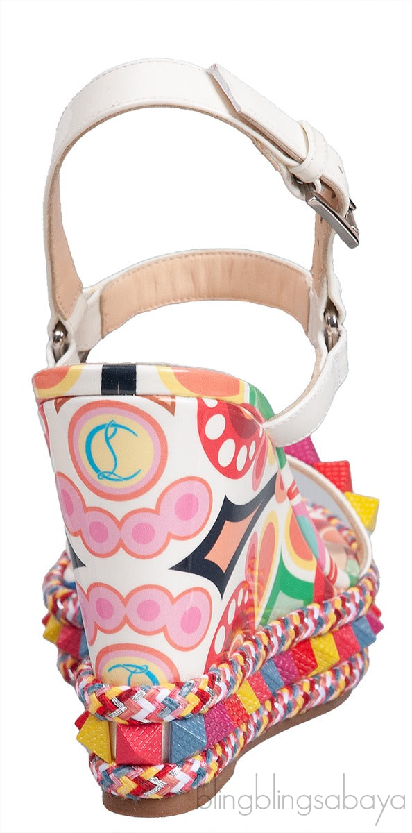 Multicolor Printed Studded Wedge Heels