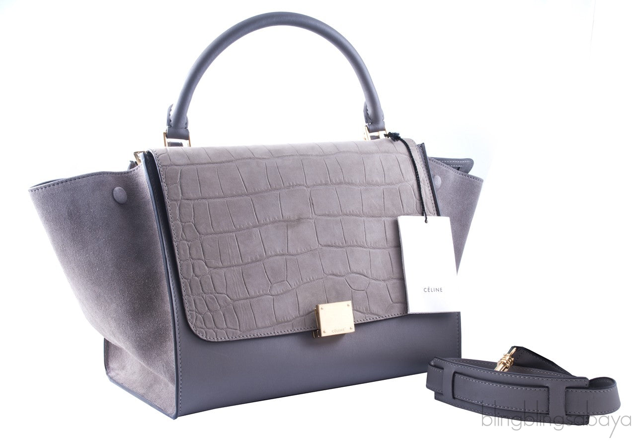 Trapeze Luggage Grey Croco Print