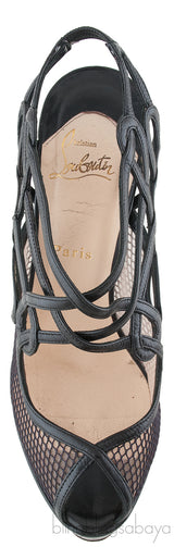 Black Mesh Strappy Pump