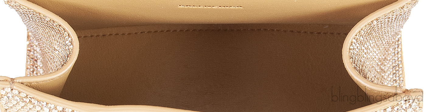 Hourglass XS Gold Rhinestone Suede Calfskin