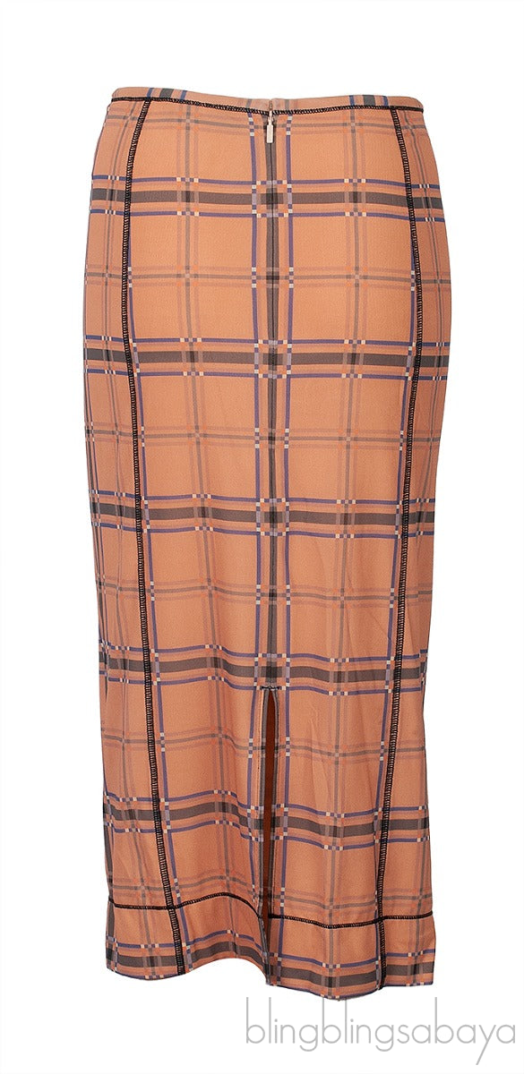 Checkered Printed Stretch Skirt