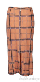 Checkered Printed Stretch Skirt