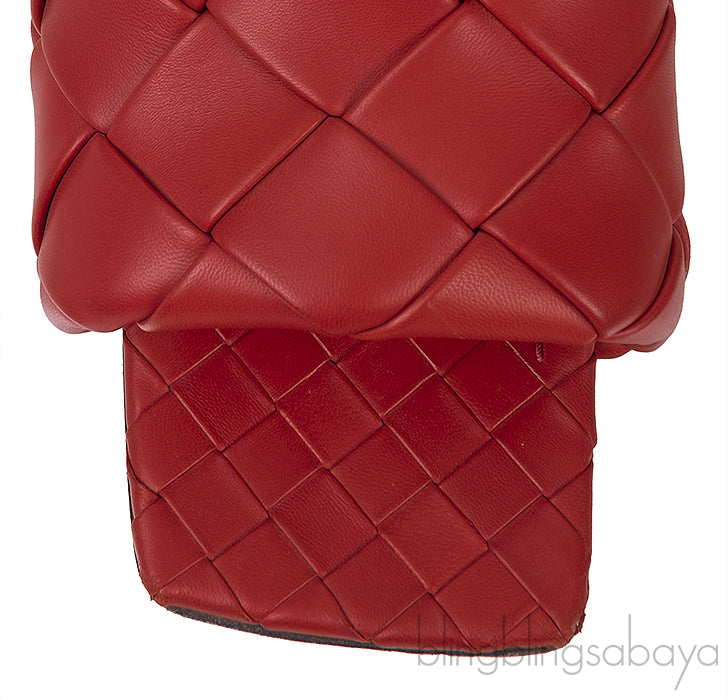 Bottega Veneta Intrecciato Lido Flat Sandals Red