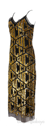 GG Black Sequin Lingerie Dress