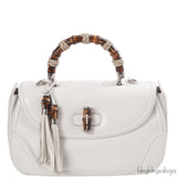 Gucci White Large Bamboo Top Handle Bag