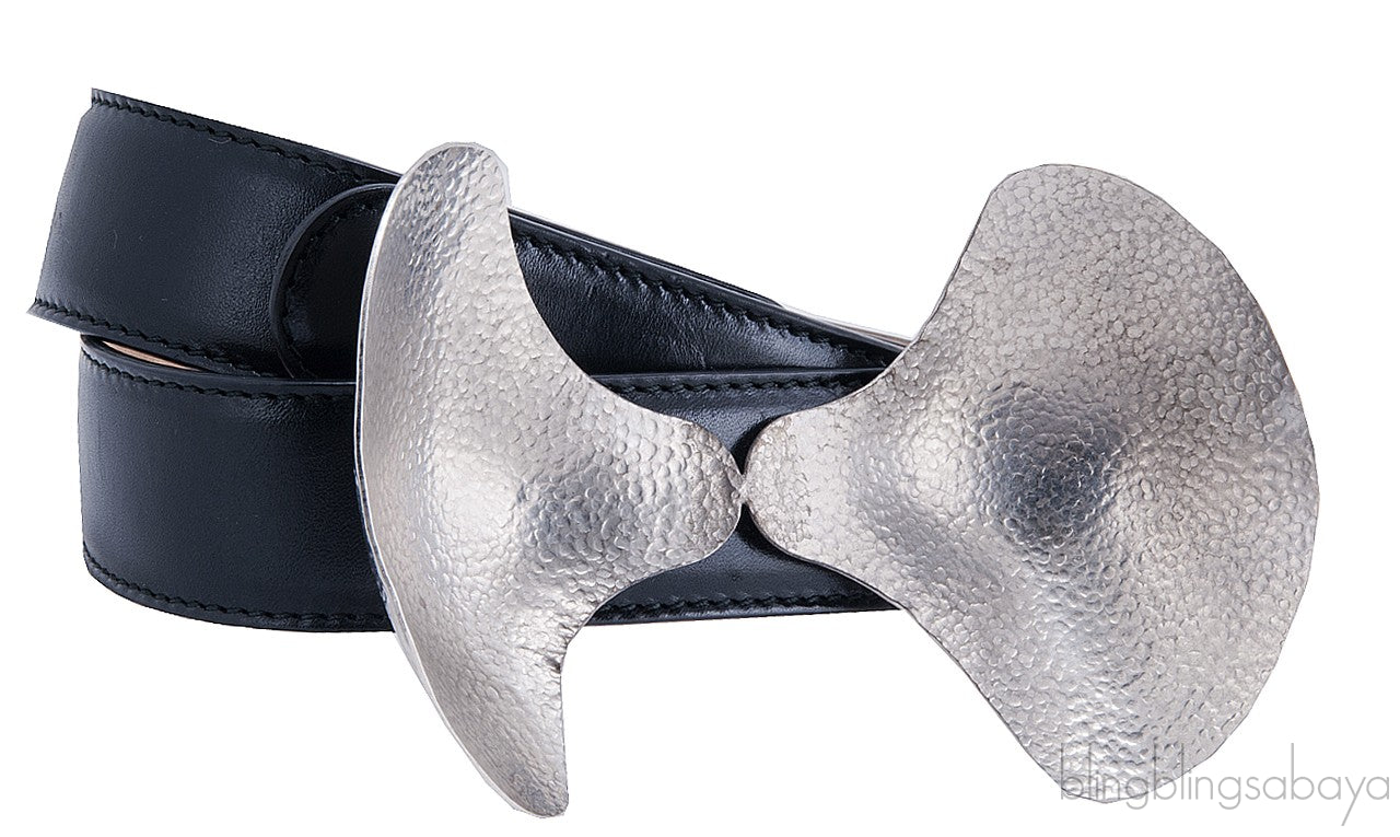 Black Sculptural Metal Bow Belt