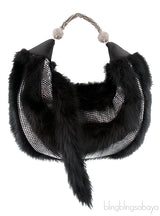 Fur Crystal Black Handbag