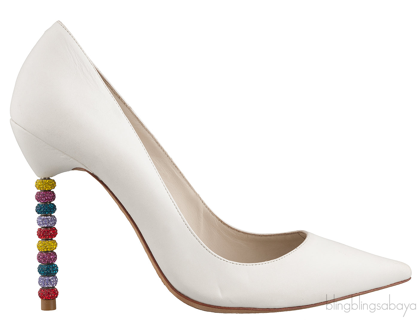 White Pointed Multicolor Crystal Heels