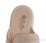 Loro Piana Babouche Charms Walk Loafers Beige Pink Mules