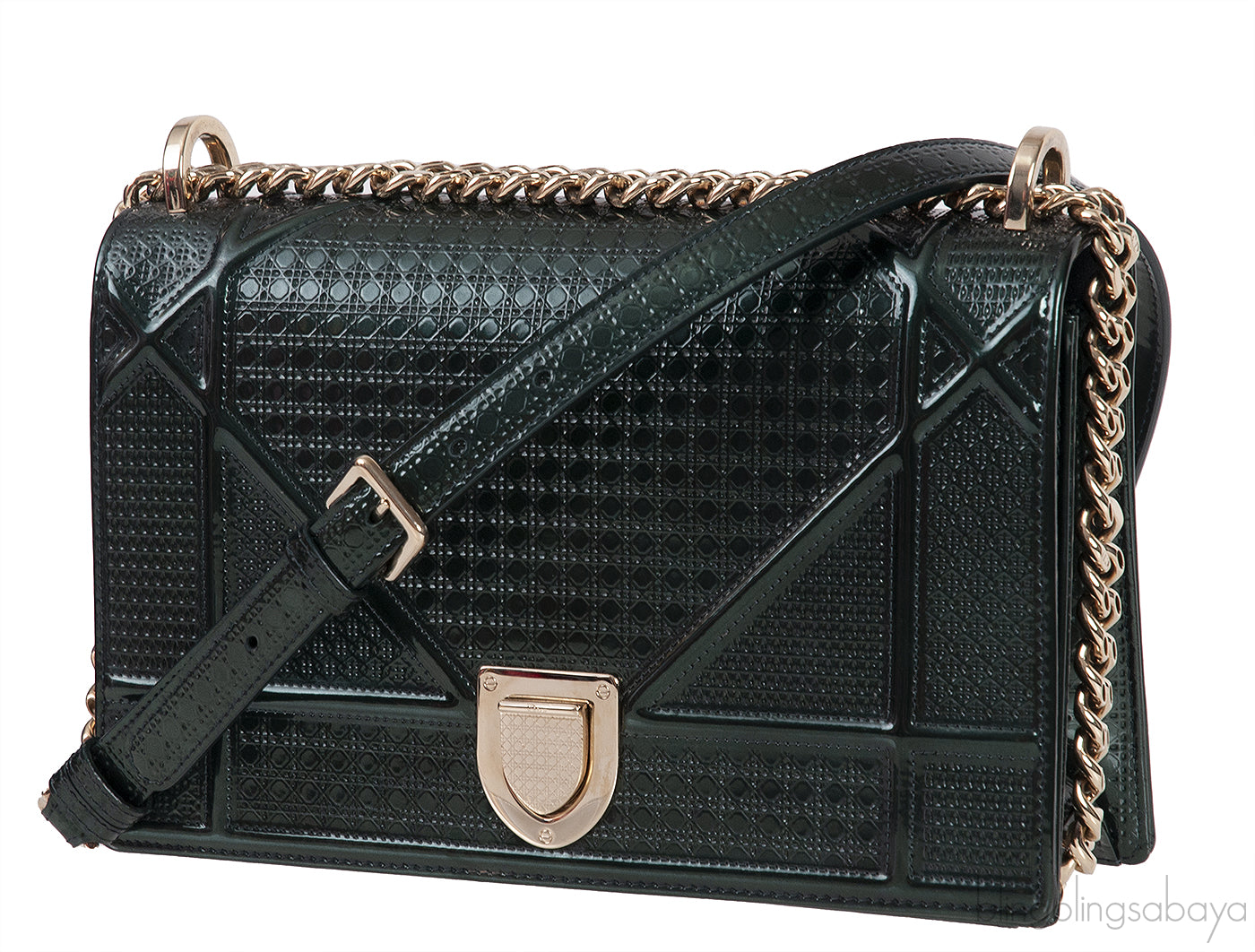 CHRISTIAN DIOR Diorama Emerald Green Flap Shoulder Bag